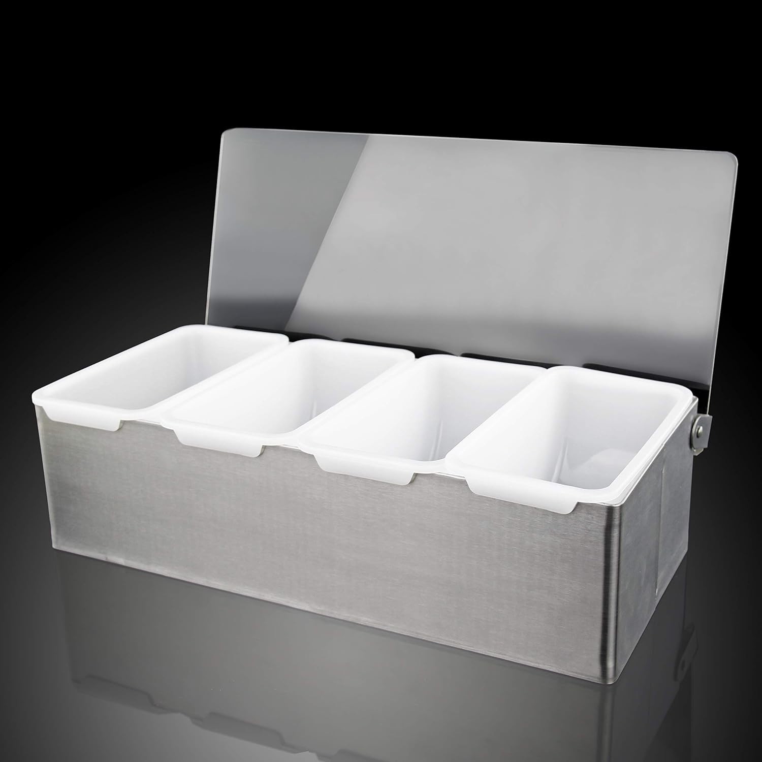 Stainless Steel Condiment Dispenser with 4 Compartments for Efficient Service