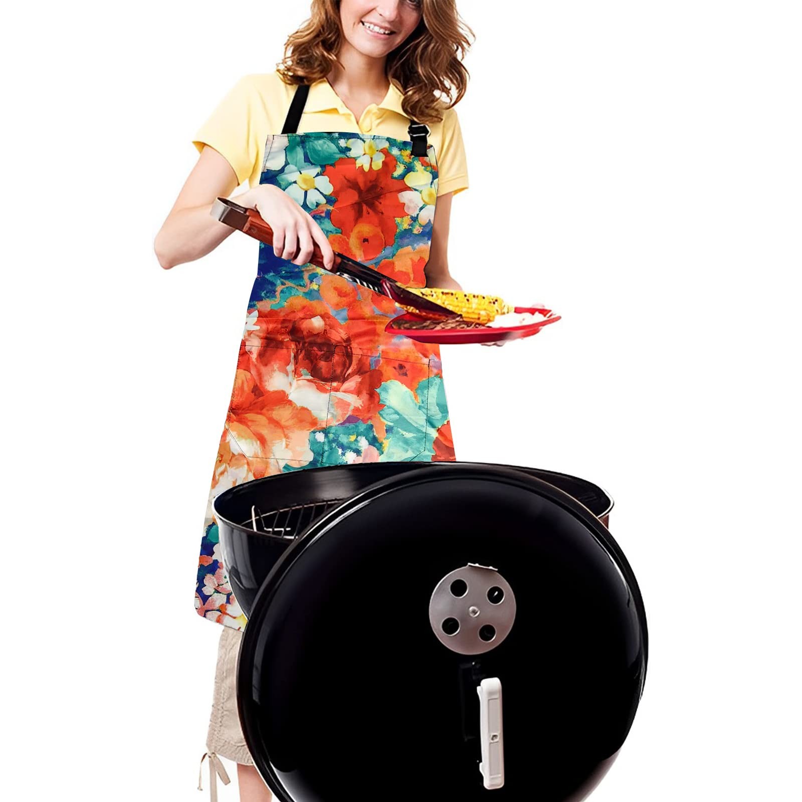 Sosolong Adjustable Waterproof Apron Bib Apron with 2 Pockets Cooking Kitchen Ap