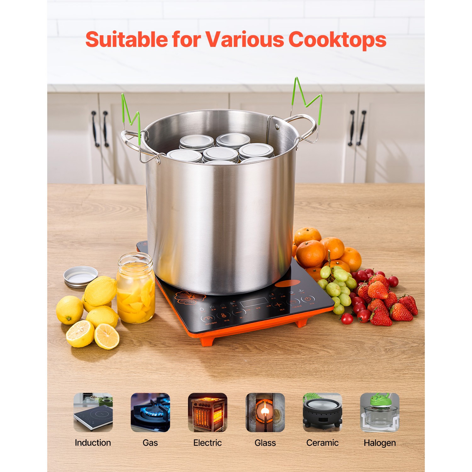 Uimoso 21 QT Stainless Steel Canning Pot with Rack and Glass Lid for Water Bath