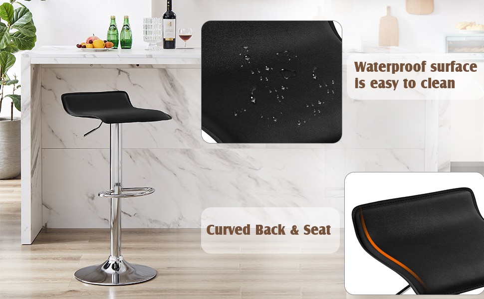 Bar Stools Set of 4, Armless Adjustable Swivel Barstools, Modern Backless