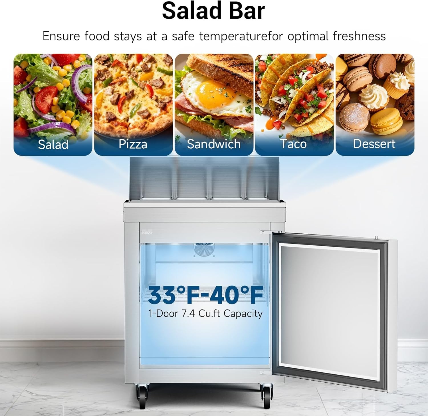 VP29S 28″ One Section Sandwich/Salad Prep Refrigerator w/Stainless Steel Cover