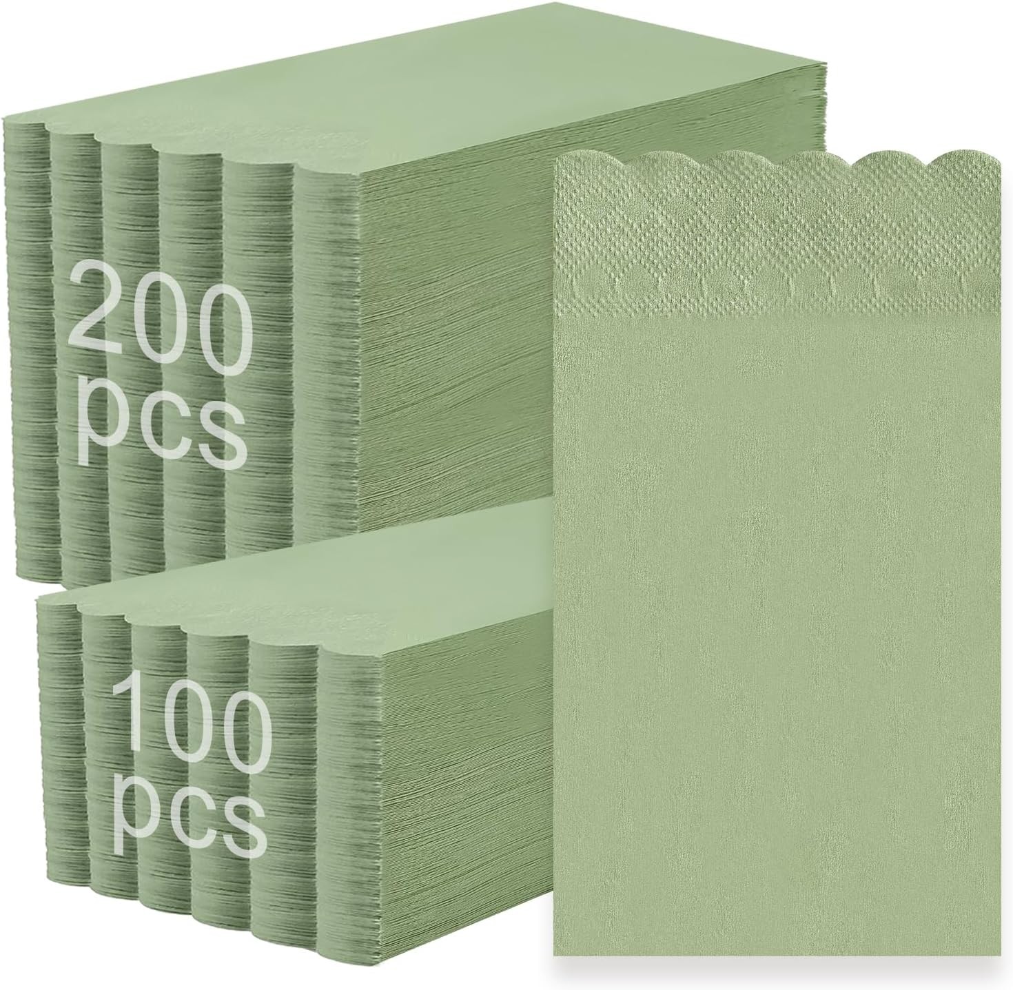 100 Pcs Sa Green Cotail Napkins 2 Ply 16 x 13 Inches Disposable Green