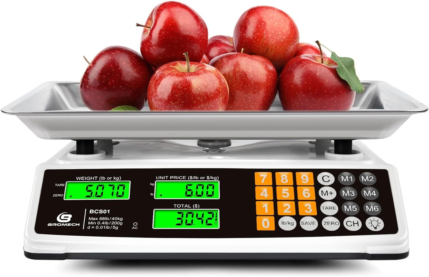 This weighing scale has a maximum weighing capacity of 88 pounds/40 kilograms.