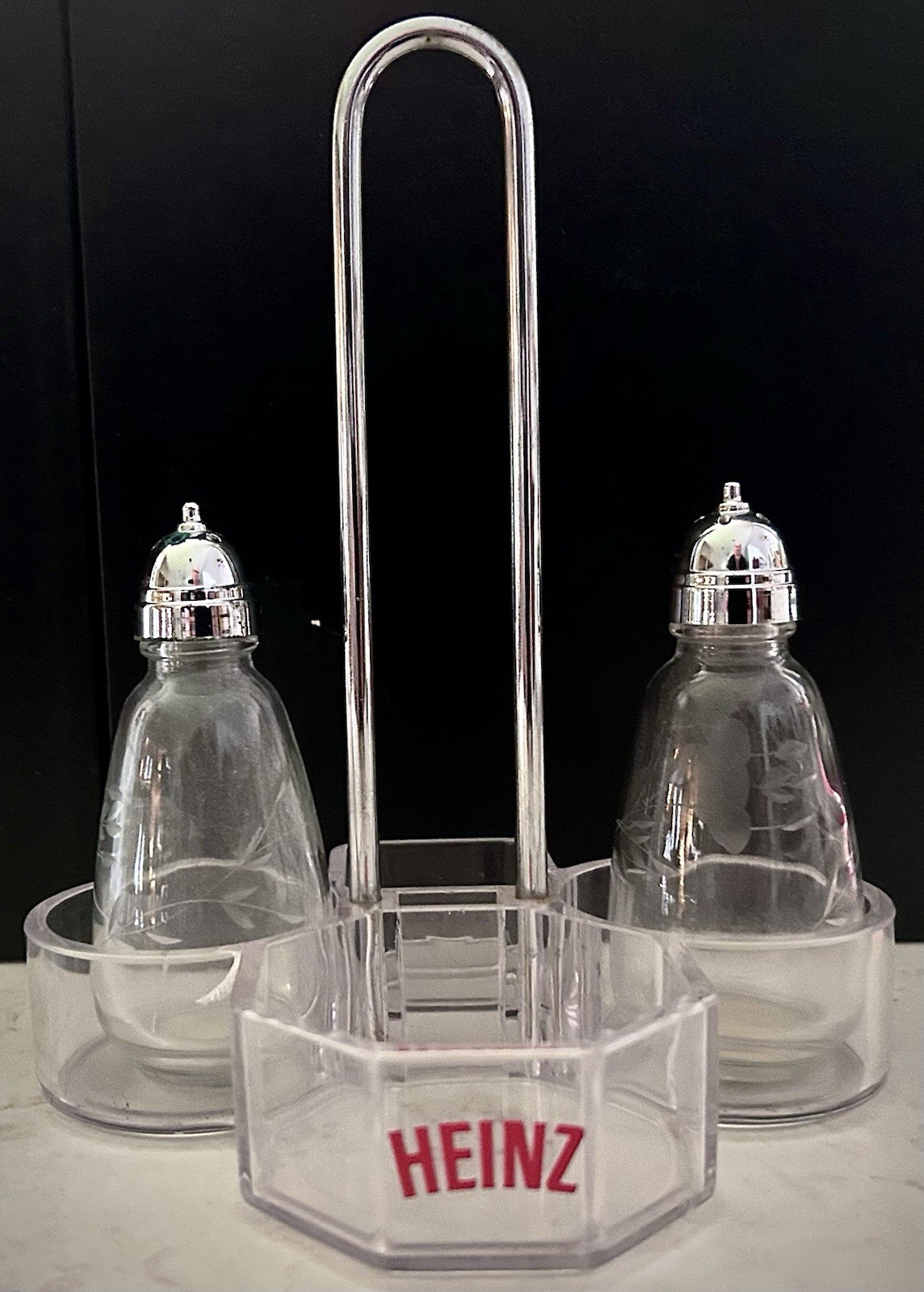 VTG Heinz Restaurant Condiment Caddy Acrylic Metal Diner Tray W/ Salt Pepper Set