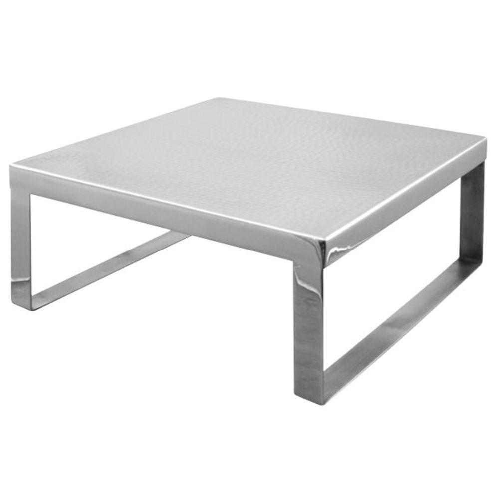 HUBERT Display Riser Stainless Steel with Hammered Finish – 12 1/4″L x 12 1/4″W