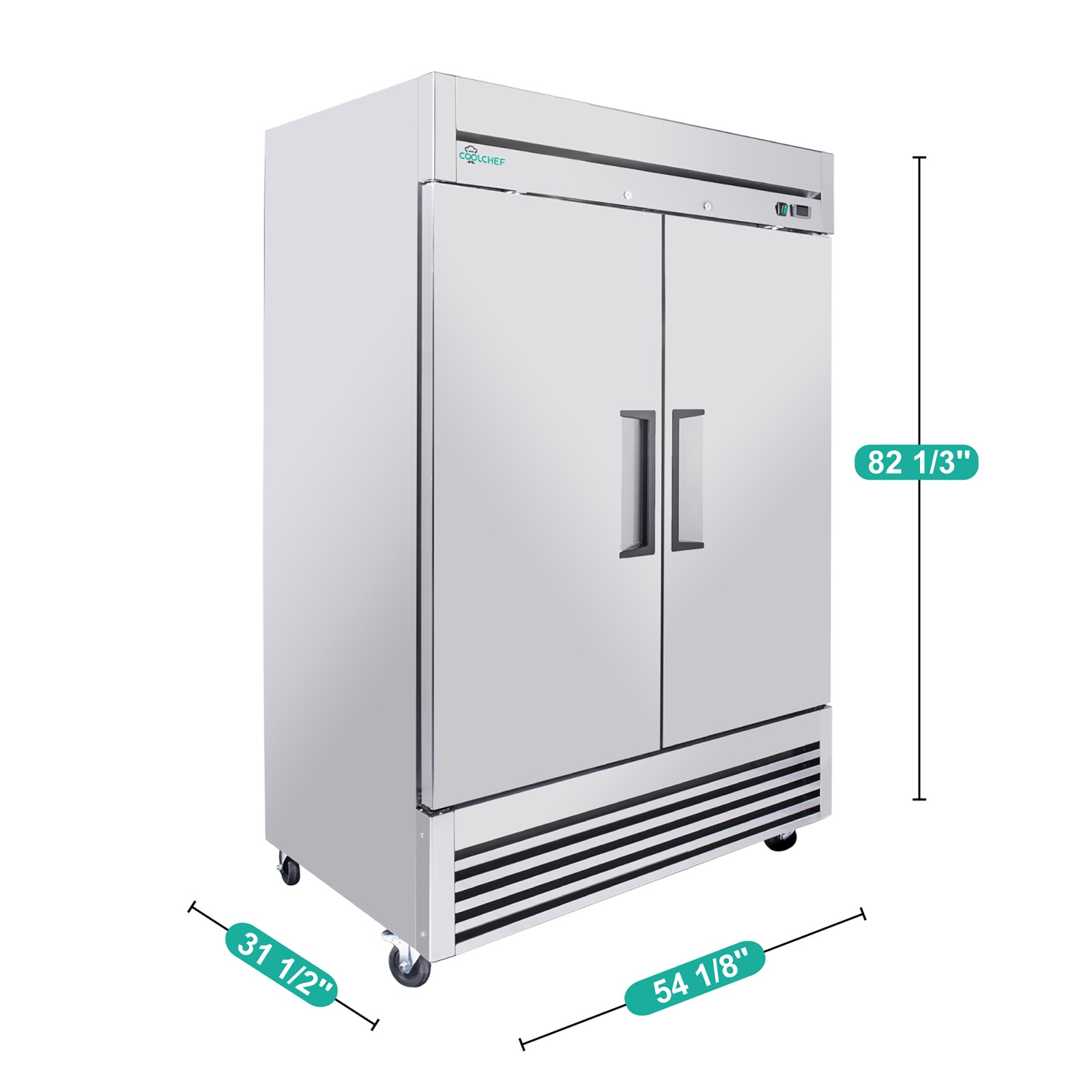 54″Commercial Freezer 49Cu.Ft Double Door Reach-In Freezer Air Cooling 6 Shelves