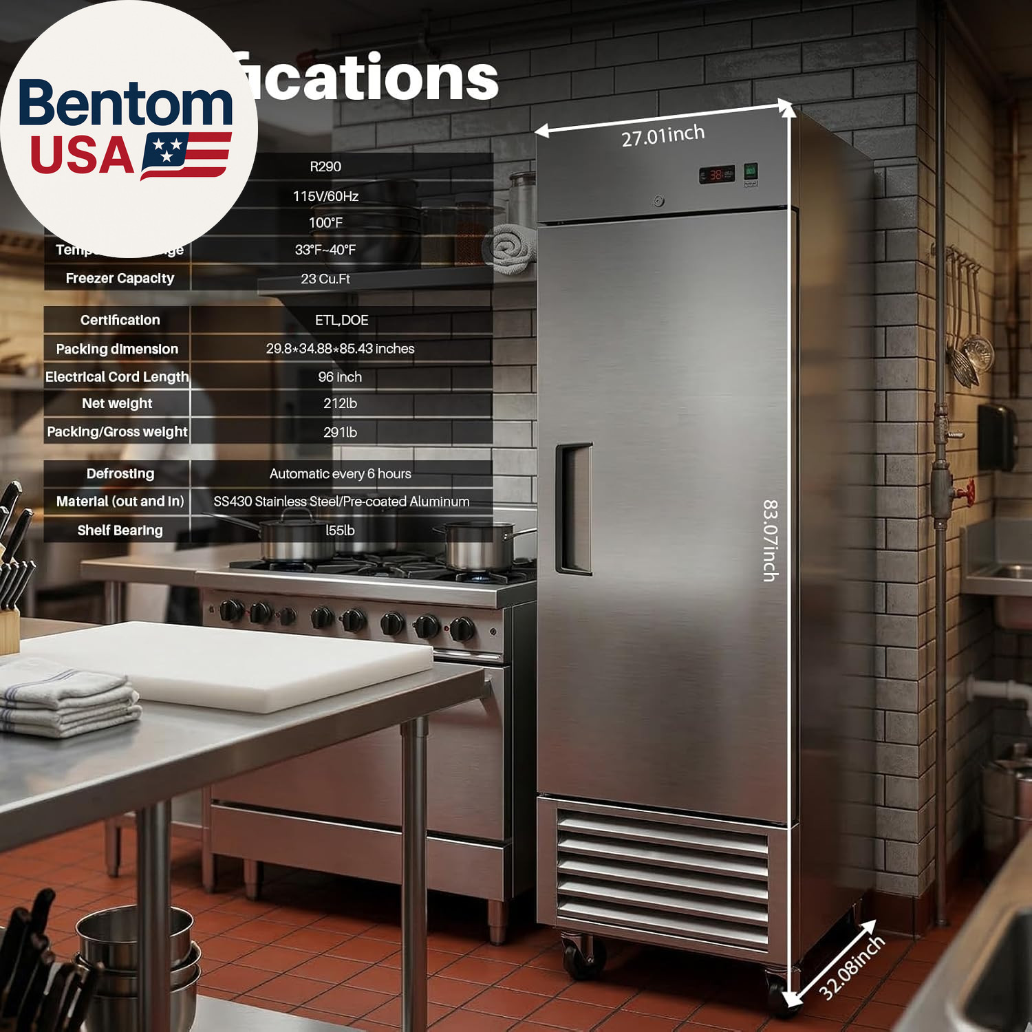 27″ W Commercial Refrigerators, 23 Cu.Ft Commercial Reach-In Stainless Steel Ref