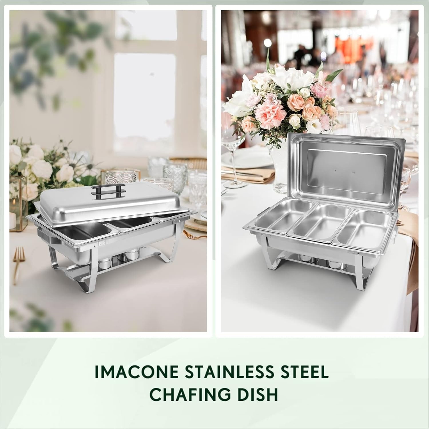 Chafing Dish Buffet Set Stainless Steel Food Warmer with 3 Pan for Wedding