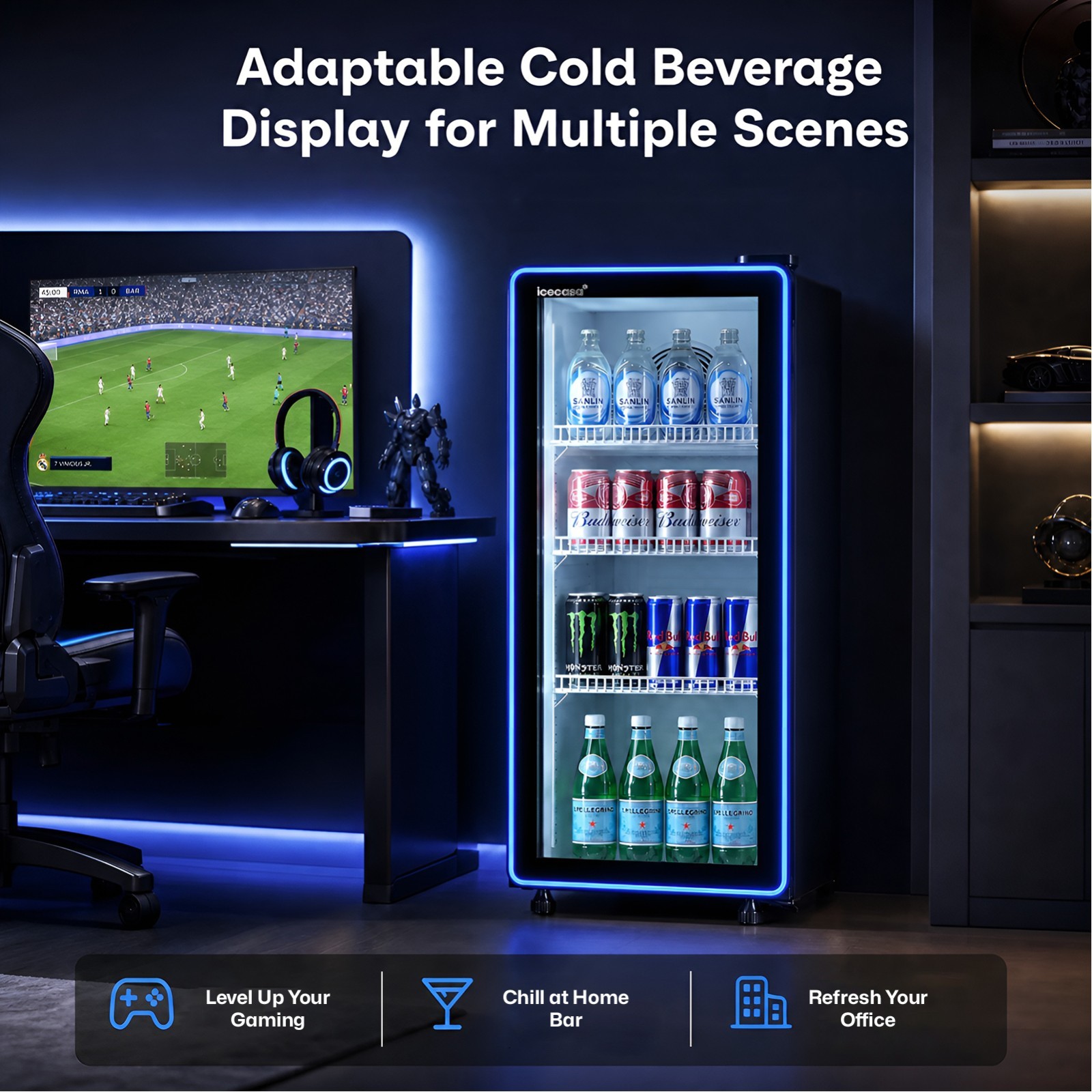 ICECASA 5.6 Cu.ft Upright Beverage Refrigerator Glass Door Merchandiser Showcase