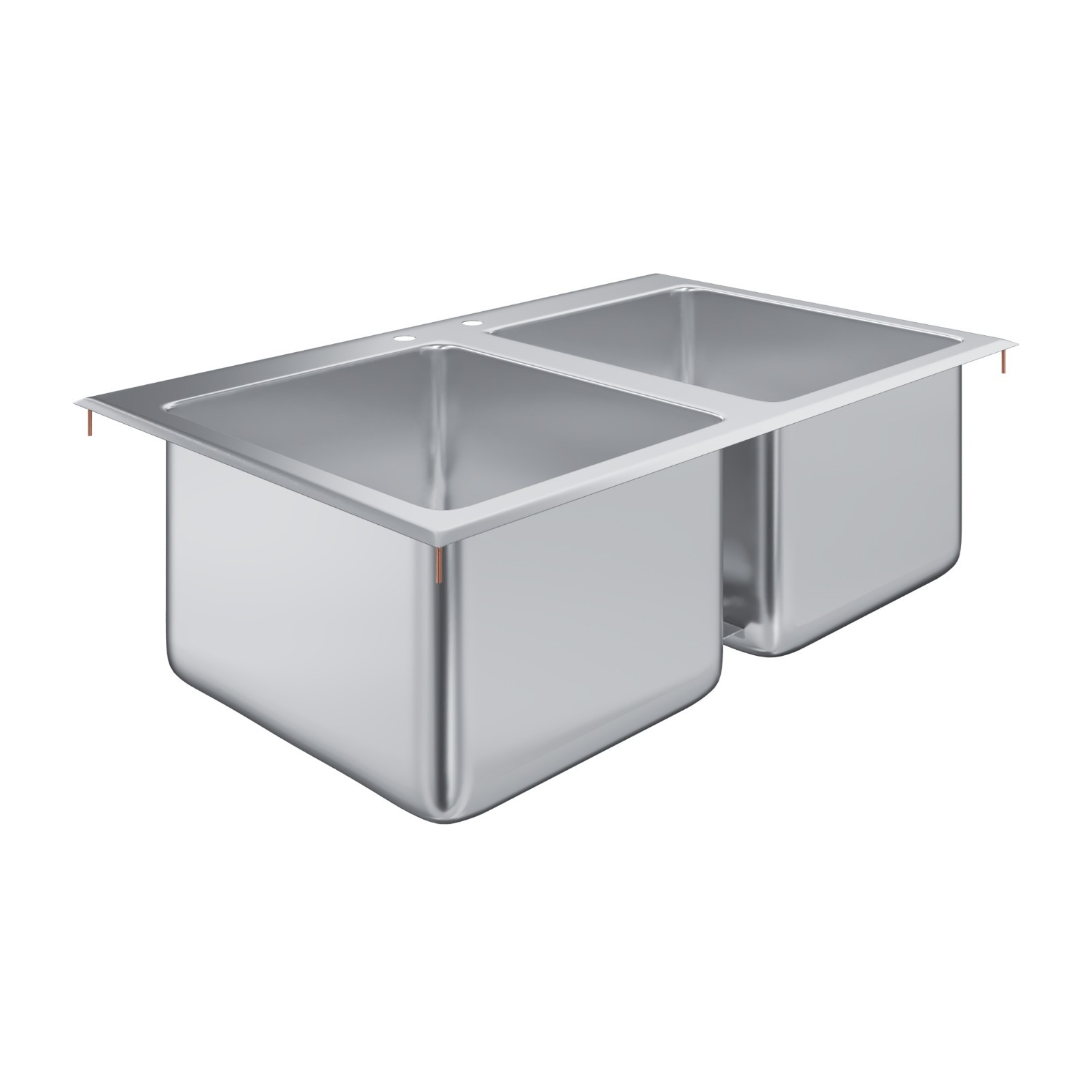 Stainless Steel 2 Compartment Drop-In Sink. Bowl 14 in. x 16 in. x 10 in. | NSF