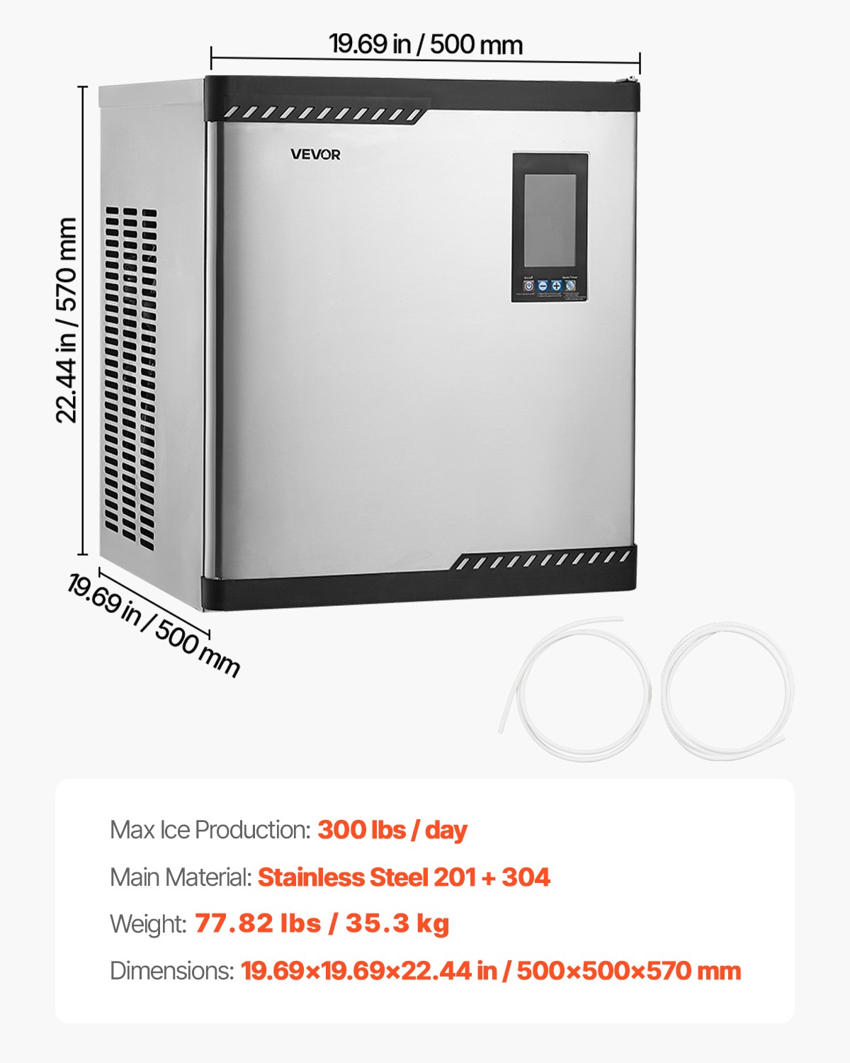 VEVOR Commercial Ice Maker Machine – Head 300 lbs/Day Self-Cleaning Ice Maker