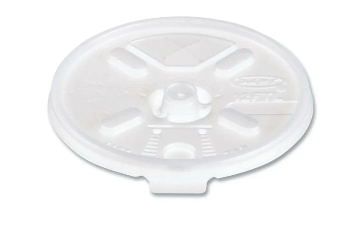 Dart Translucent Lids for Foam Cups Tear Tab/Straw Slot Fits 12 oz 1000Ct W12J12
