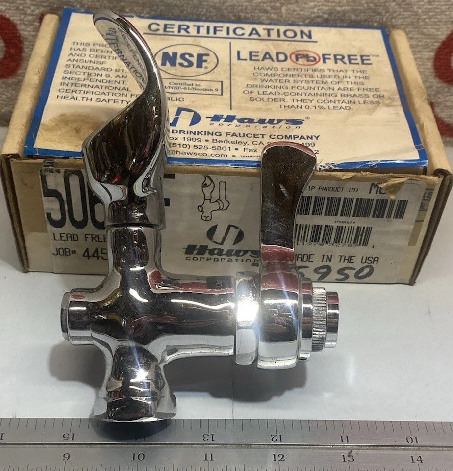 Haws Water Fountain 5060LF 1/2” FIP Pipe Mounted Polished Chrome Bubbler