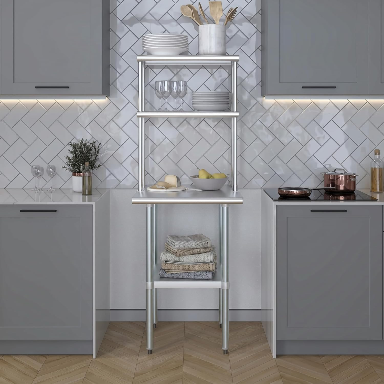 Amgood Double Overshelf Stainless Steel NSF – Many (24″ Long X 12″ Deep)