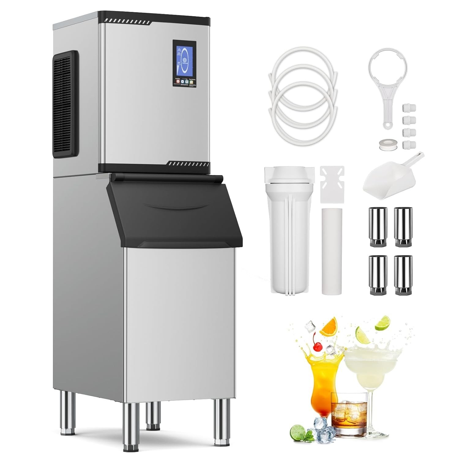 Commercial Ice Maker 780LBS/24H Ice Machine with 450 LBS Storage Ice in 8-15 min