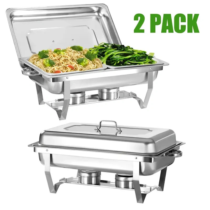 Chafing Dish Buffet Set 2/4/6/8Pack Stainless Steel Chafer for Catering 9 QT