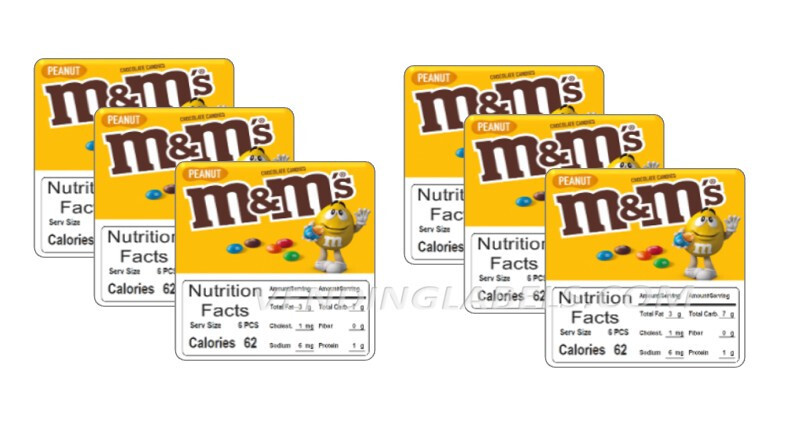 6 Pack Candy Vending Machine Label Sticker Decal with Nutrition 2.5″