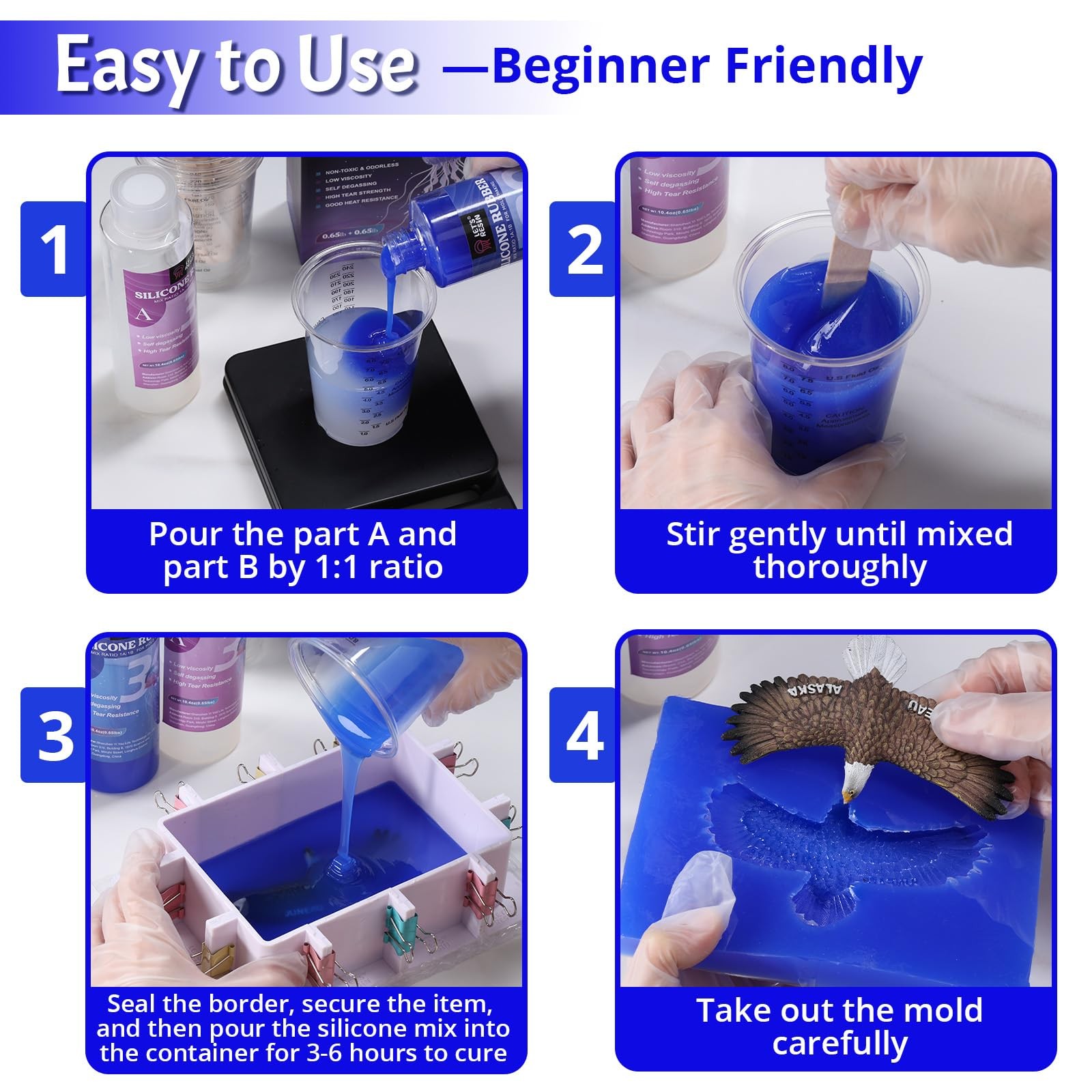 LET’S RESIN Silicone Mold Making Kit, 30A Liquid Silicone Rubber for Mold Mak…