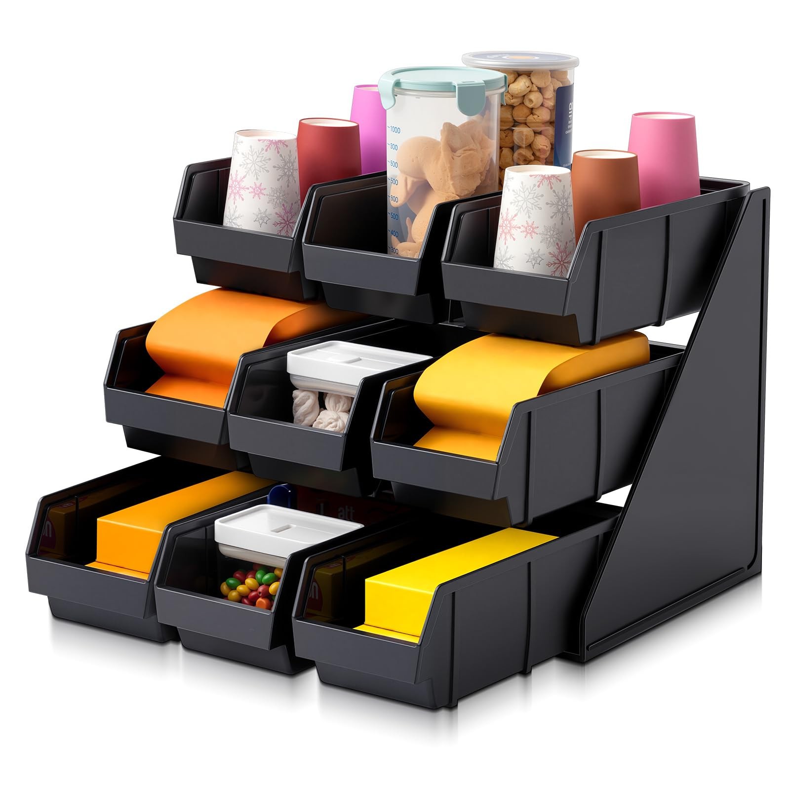 9 Compartment Serve Condiment Bin Serve Condiment Packet Organizer Stand Coun…