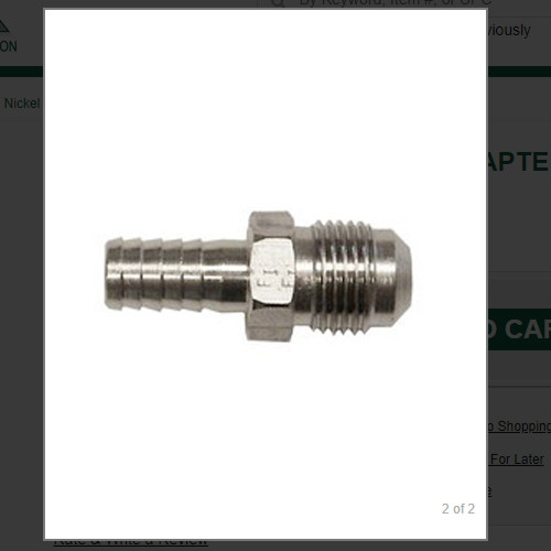 3/8 MALE FLARE x 3/8 BARB ADAPTER, (1) One, SS #3081, In-Stock