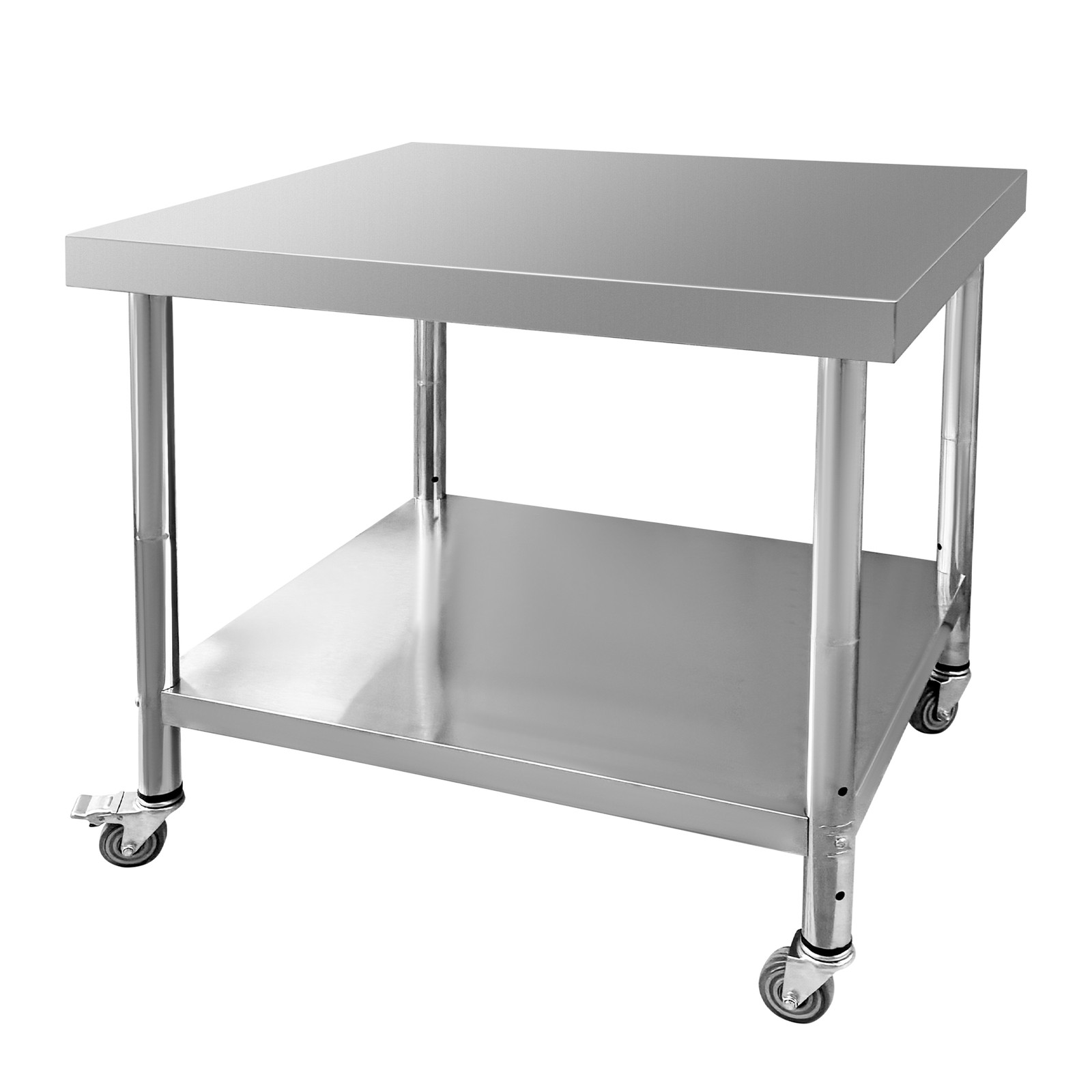Stainless Steel Work Table with 4 Wheels 30x36x34 3-Stage Adjustable Shelf
