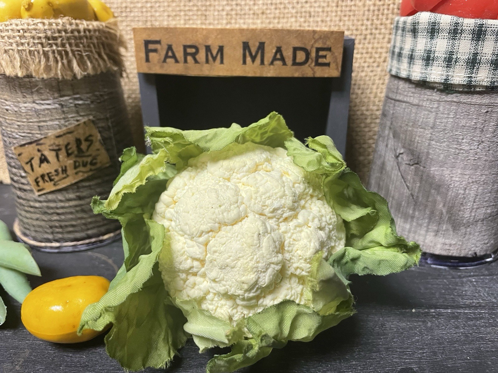 PRIMITIVE FARMHOUSE KITCHEN DECOR FAKE FOOD MINI VEGETABLE CAULIFLOWER – FFVUPS