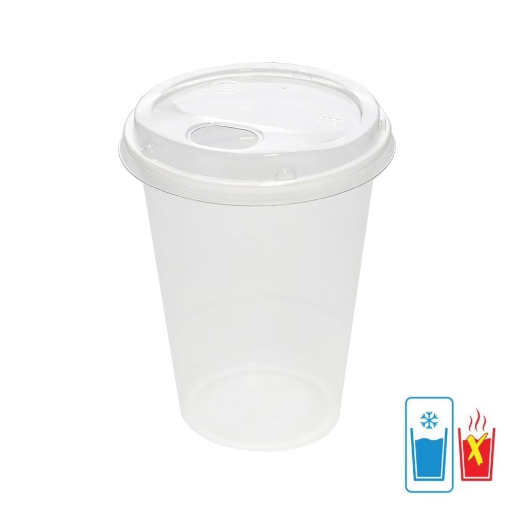 Disposable Plastic Cups and Lids, Clear, 16 oz, 25 Count, (Cup and Lid Combo)