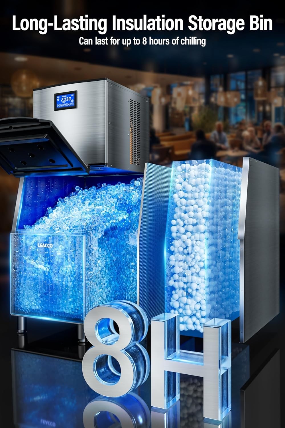 Commercial Ice Maker Machine 680LBS/24H, 1200W Industrial Ice Machine with 560LB