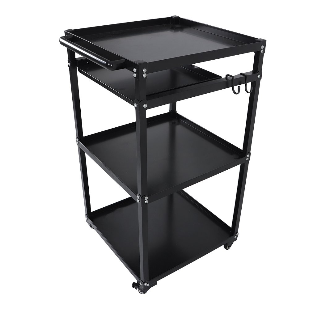 3 Shelf Aluminum Mobile Working Platform Height Adjustable AV Utility Hand Cart
