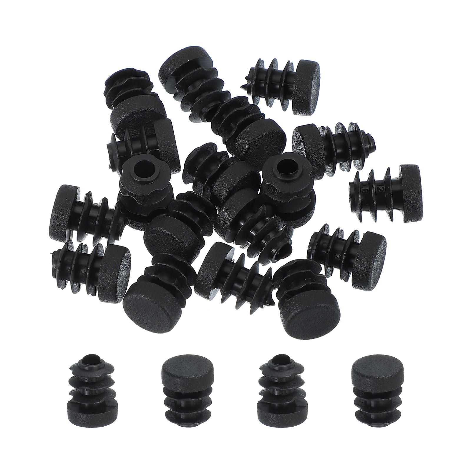 1/2 Inch Plastic Tubing End Caps, 20 Pcs Round Hole Plug Insert, Black