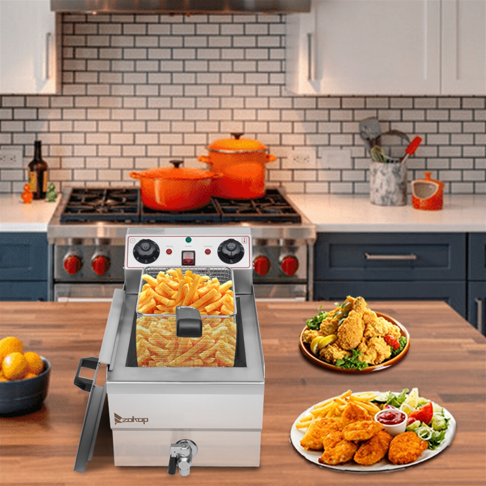 23.6L Electric Deep Fryer Dual Tank Commercial Restaurant Stainless Steel 3400W