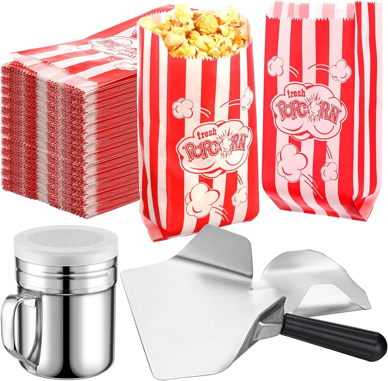 502 Pieces Popcorn Machine Supplies Set [‘red’, ‘white’, ‘silver’, ‘plastic’]