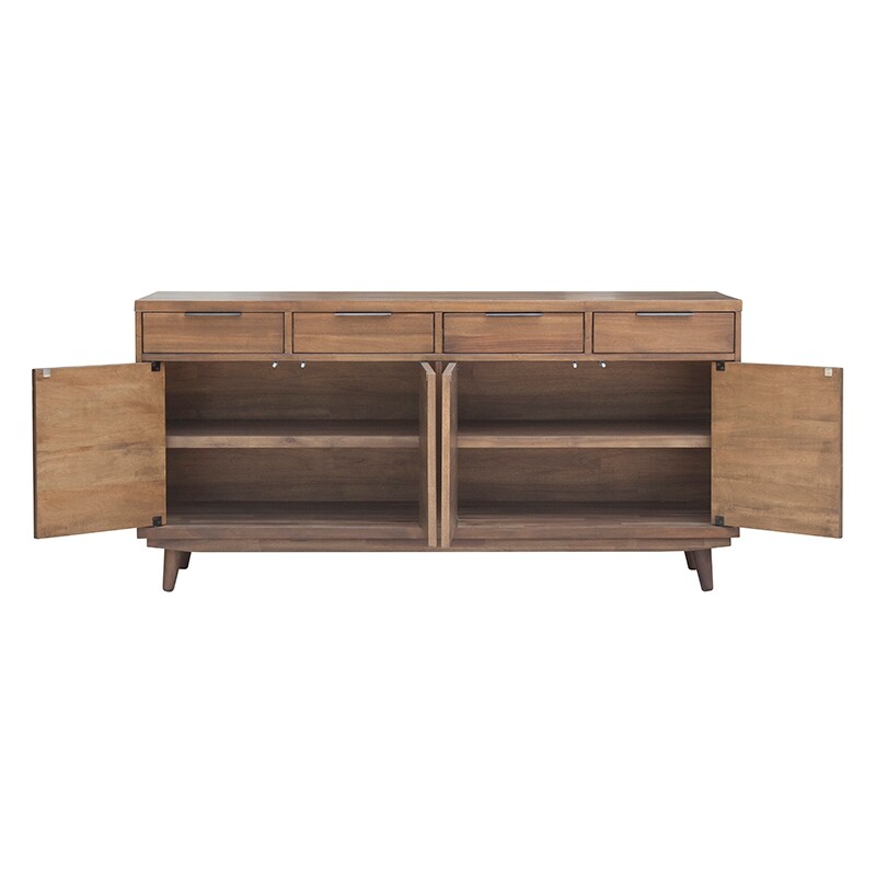 New Pacific Direct Piero Wood Buffet with 4 Drawers and 4 Doors in Brown