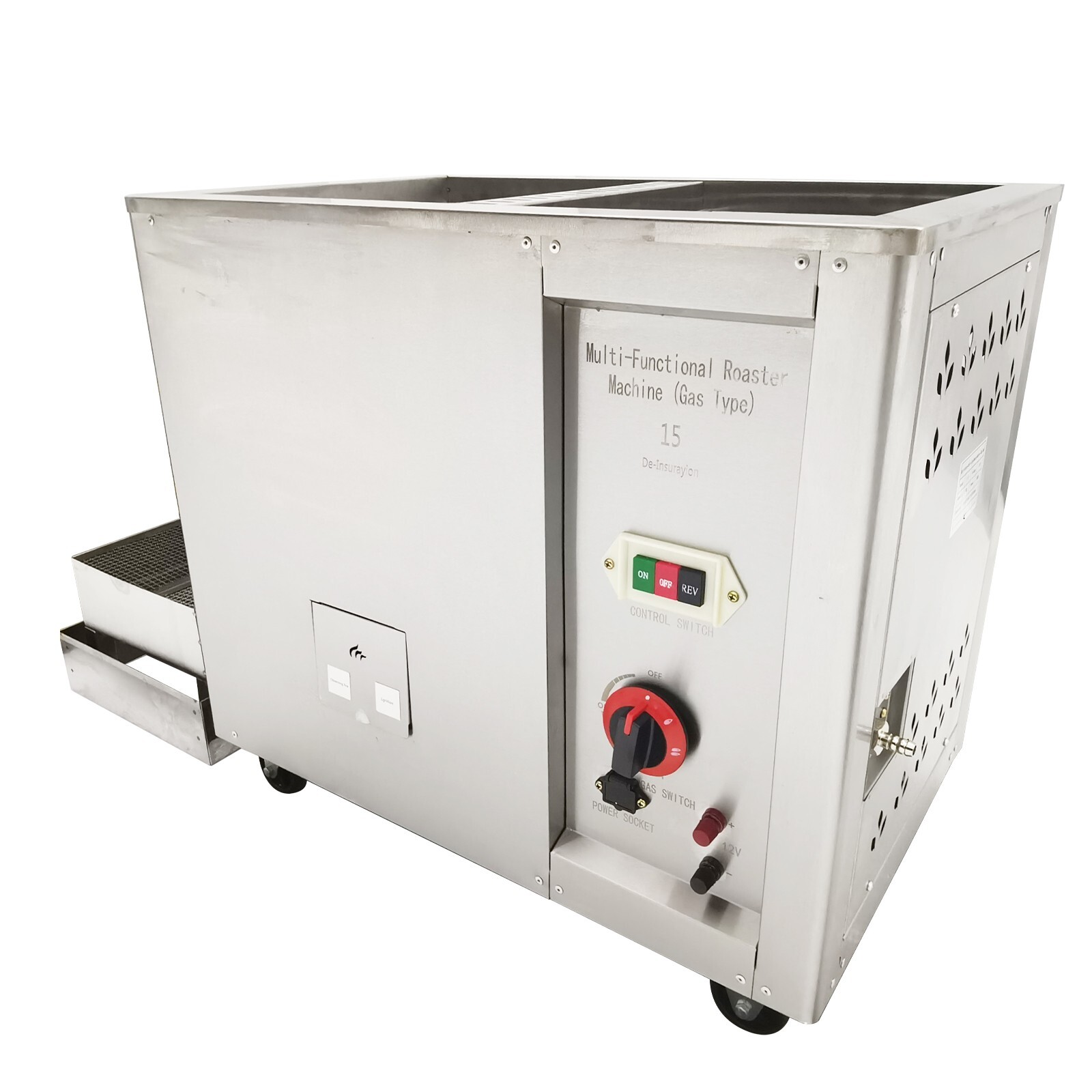 110V 80W Commercial Gas Coffee Roaster 16.5LBS Capacity 0-300℃ for Nuts Beans