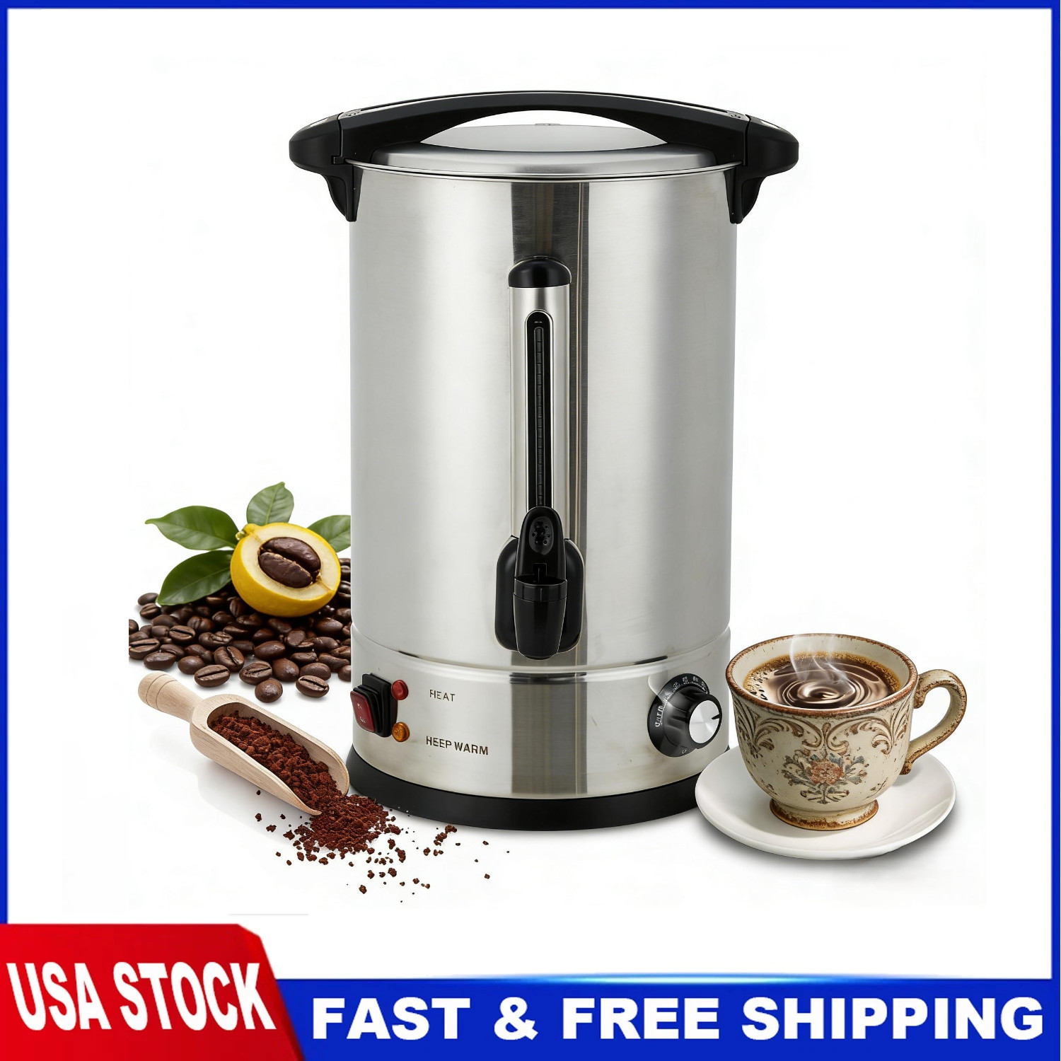 14 L/100 Cups Coffee Urn, Commerical Coffee Maker Large Percolator Pot Dispenser