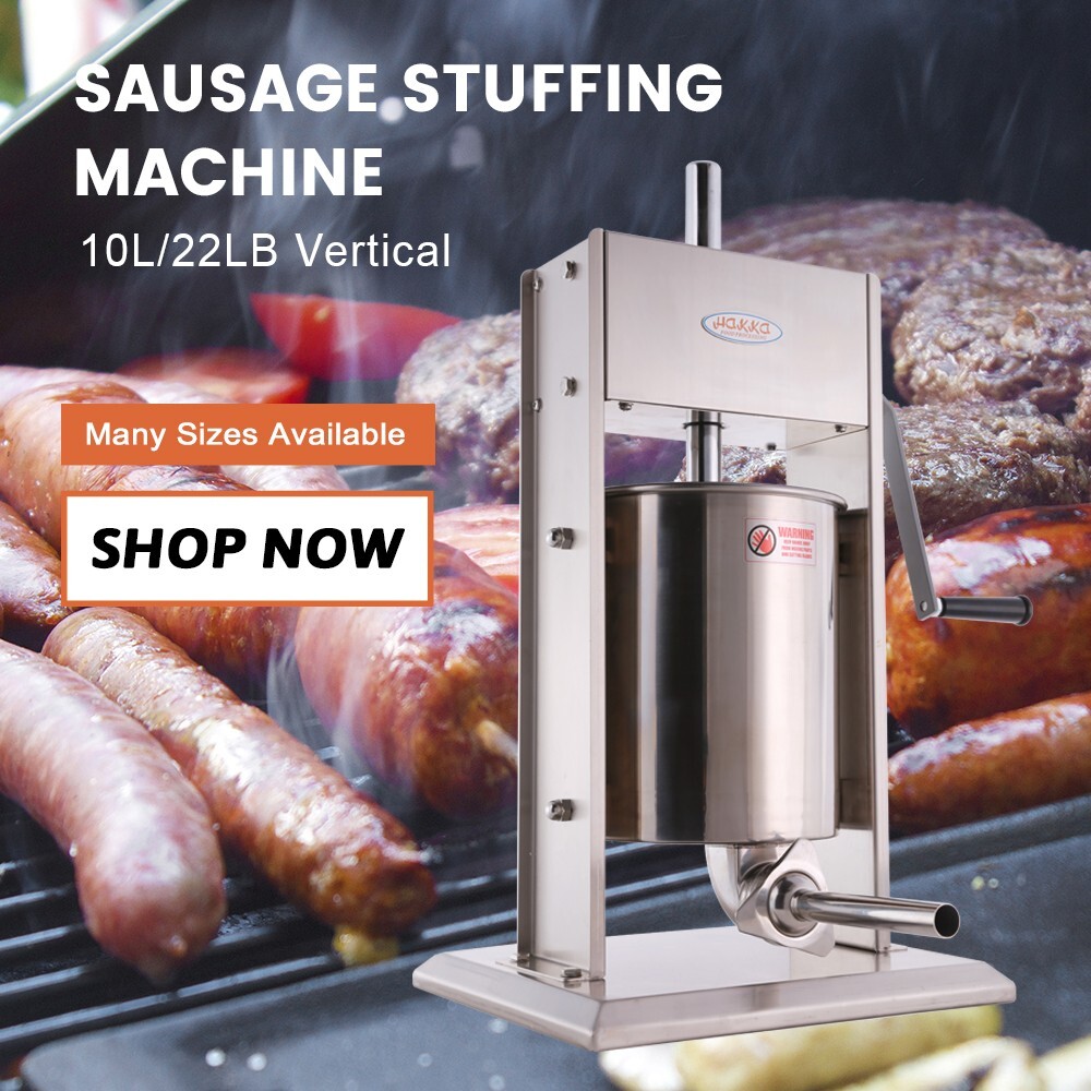 Hakka Manual Sausage Stuffer 22LB 10L Vertical Stainless Steel Meat Press Filler