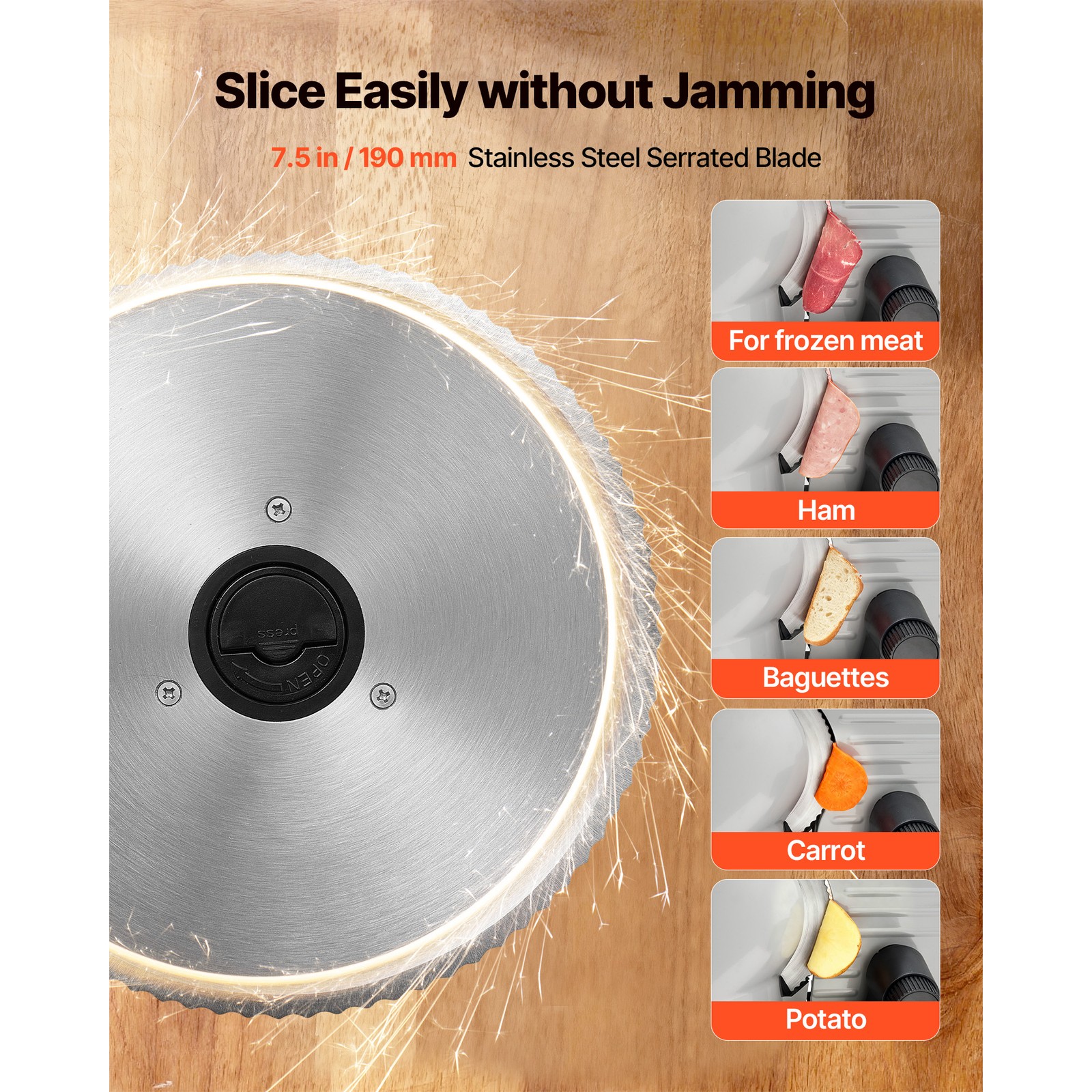 Uimoso 200W Electric Meat Slicer with 7.5″ Stainless Blade&Adjustable Thickness