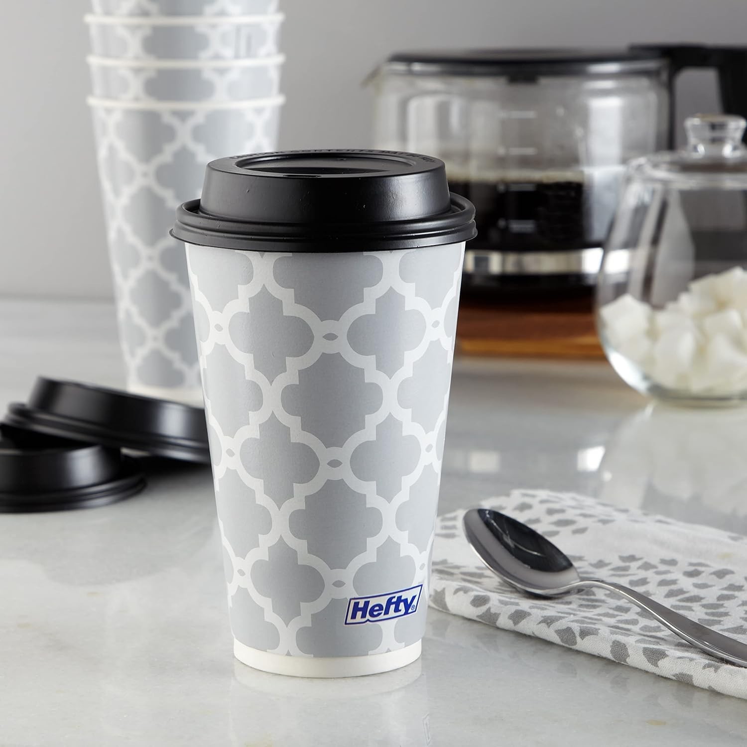 Disposable Hot Coffee Cups with Lids 16oz Leak-Resistant Double Wall Insulated