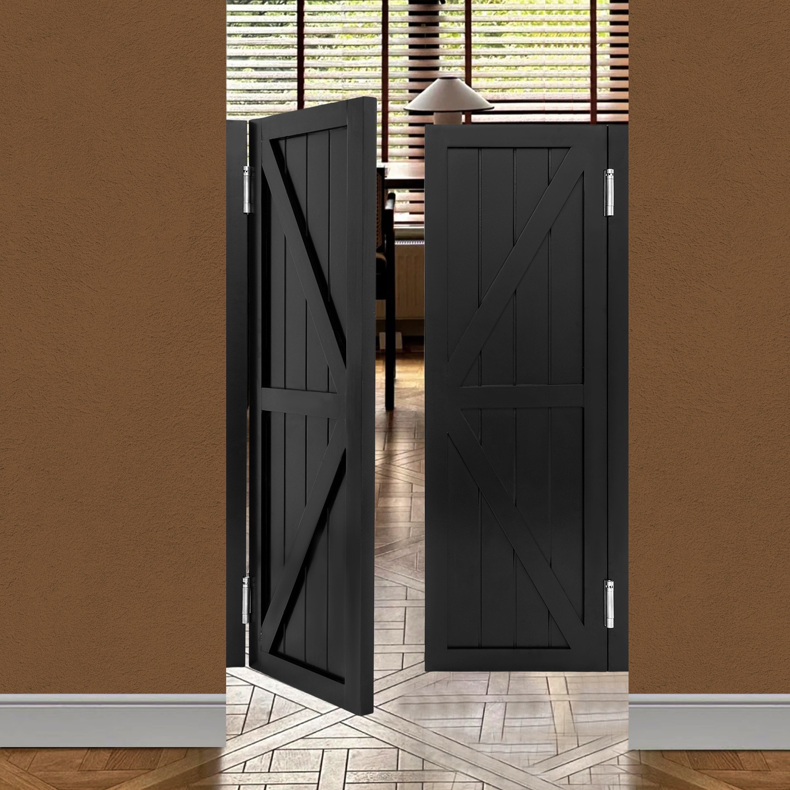 Wooden Partition Door 1*Pair Half-waist Partition Doors with Hinges for Entrance