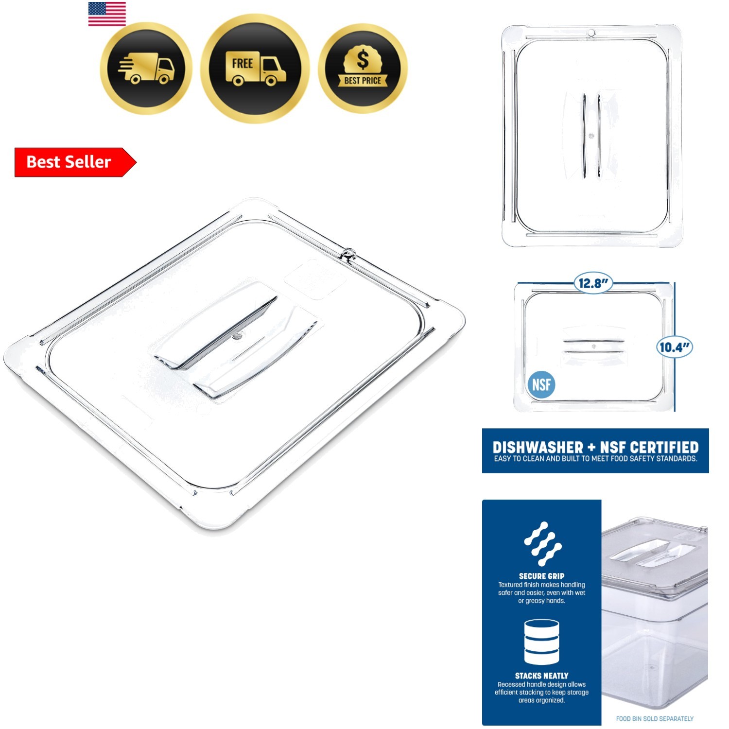 Storplus 1/2-Size Food Pan Lid for Catering, Buffets, and Restaurants, Polyca…