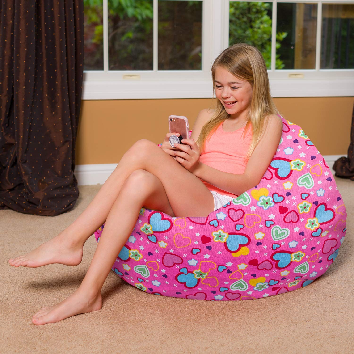 Posh Creations Bean Bag Chair For Kids Teens And Adults Includes Removable And