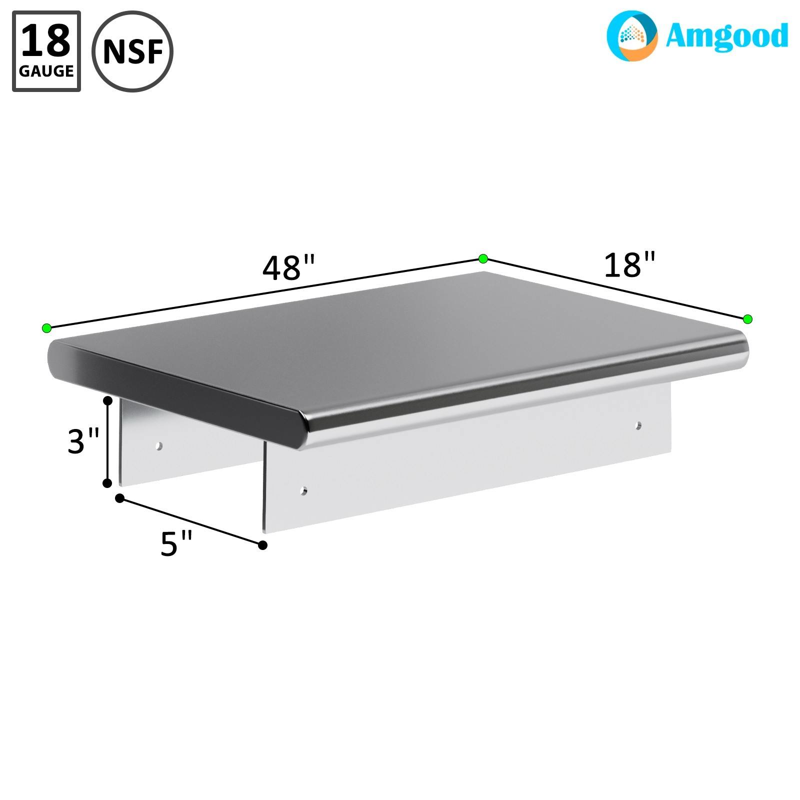 18 in. x 48 in. Stainless Steel Single Tier Pass Through Shelf