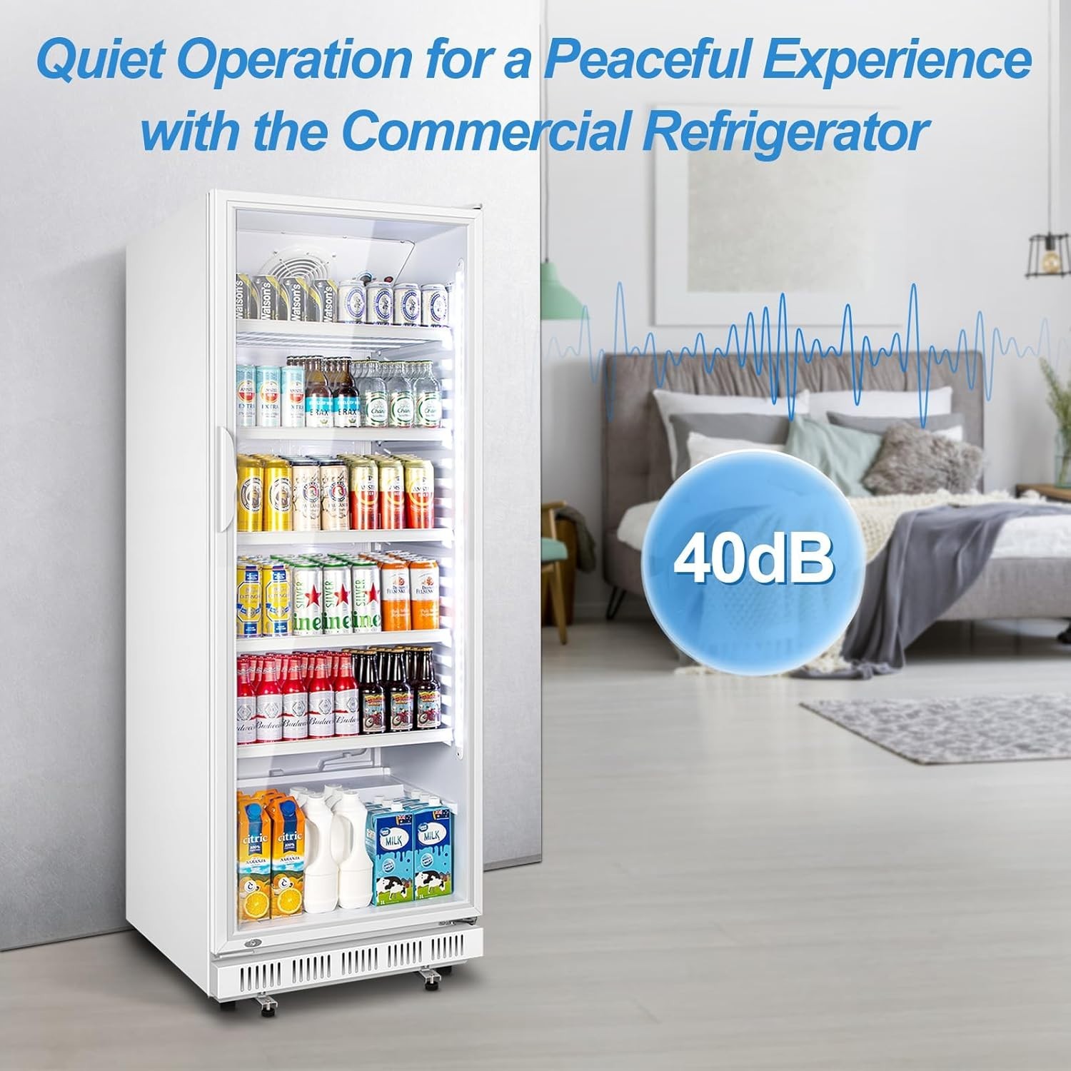 Fast Cooling 360L Commercial Beverage Refrigeration – Sleek White Glass Design