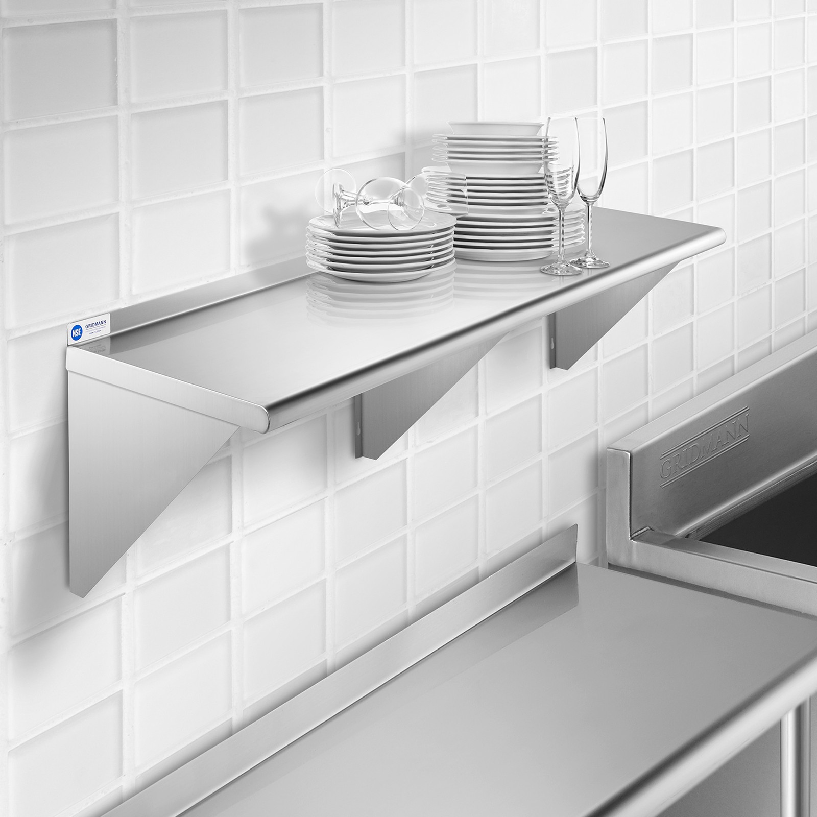 NSF Stainless Steel 18″ x 60″ Commercial Kitchen Wall Shelf Restaurant Shelving