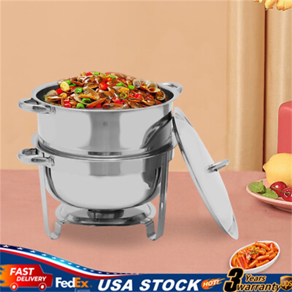 14.2 Qt. Round Food Chafer Catering Chafing Dish Stainless Steel Deep Soup Pot