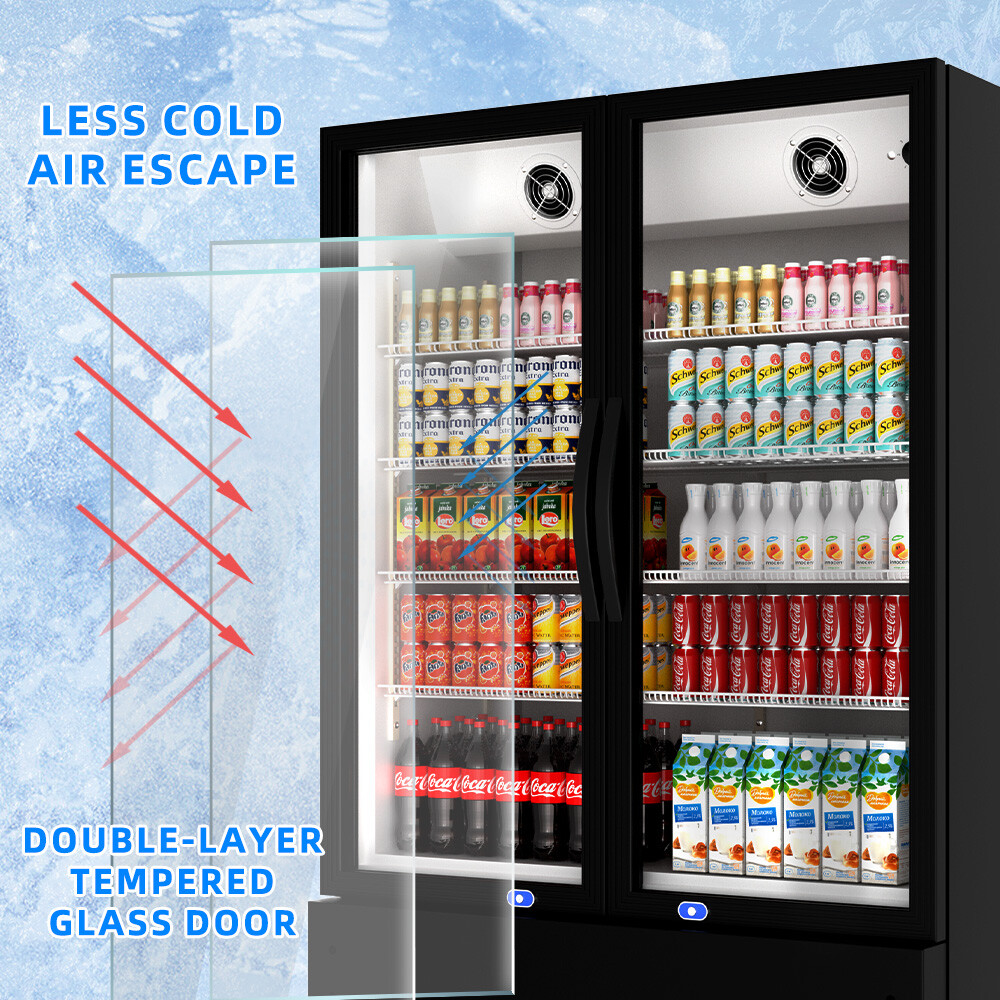 39″ Commercial 2 Glass Doors Merchandiser Refrigerator Display Cooler 17.1 Cu.Ft