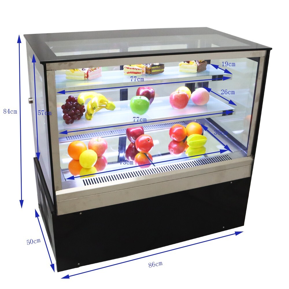 220V Electric Countertop Right-Angle Cake Visual Showcase Automatic Defrost 300W