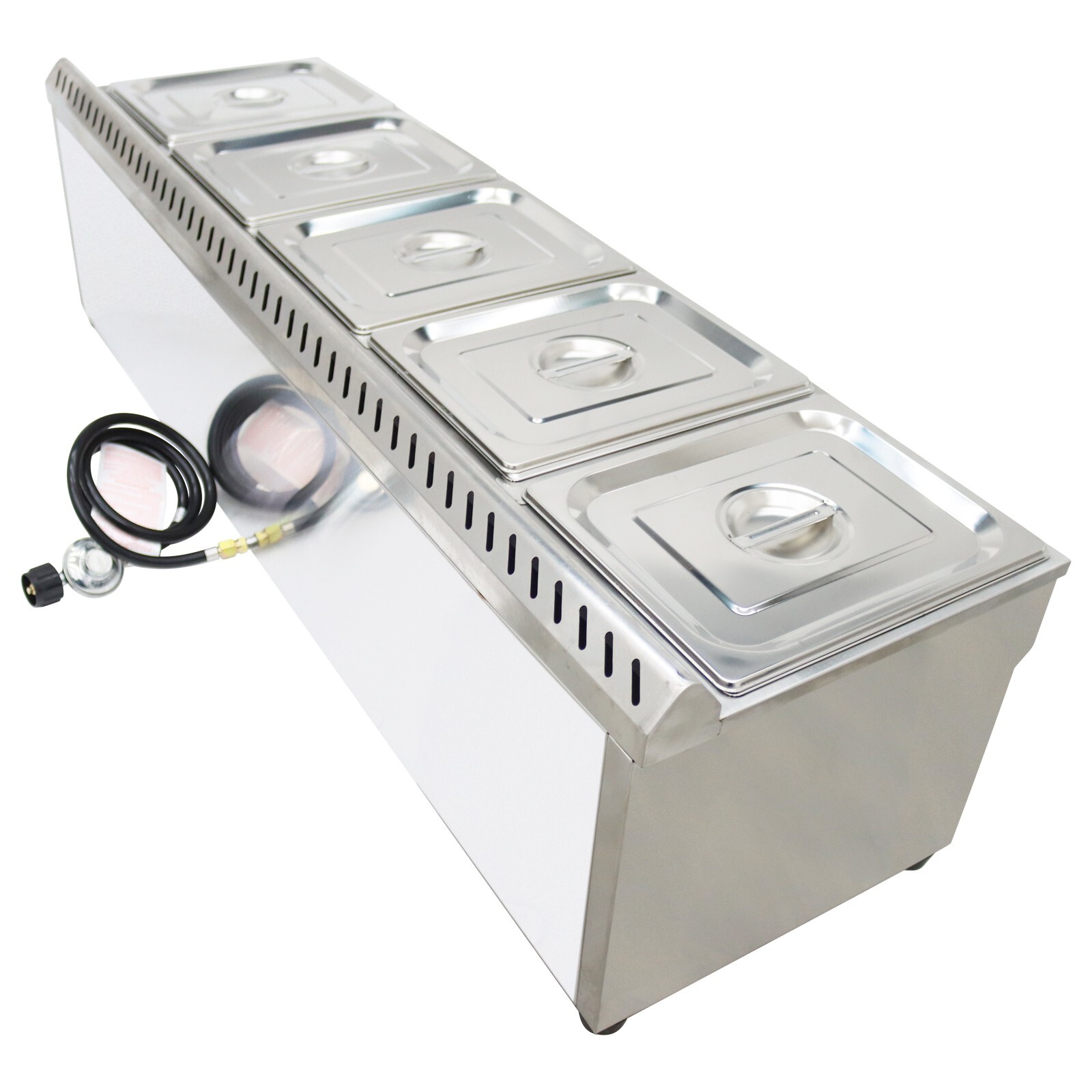 5-Deep Pan Propane Gas Steam Table Food Warmer/LPG Warm Soup Tank Size5*1/2