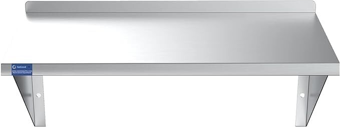 Heavy-Duty Stainless Steel Wall Shelf – Square Edge Metal Kitchen Shelving