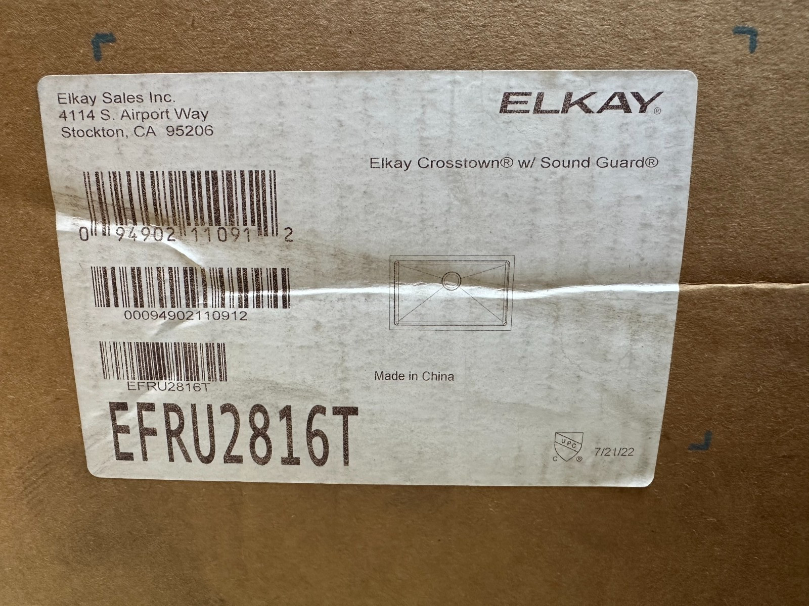 Elkay EFRU2816T – Crosstown 31″ x 18″ x 8″ 1-Bowl U/M 16-Gauge SS Kitchen Sink